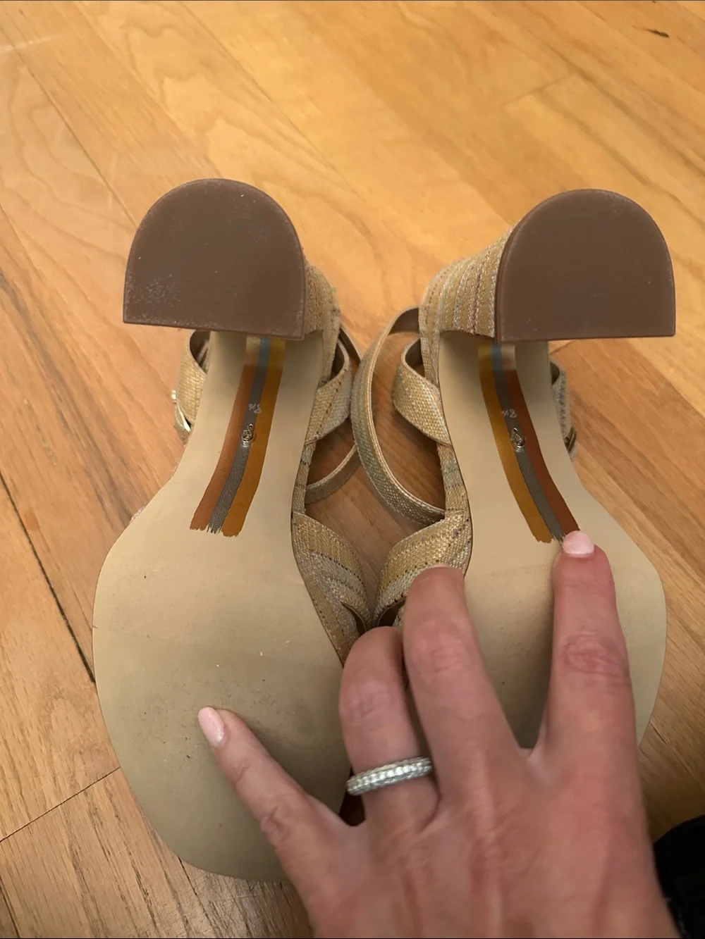 Sam Edelman Multitone Woven Ankle-Strap Heels